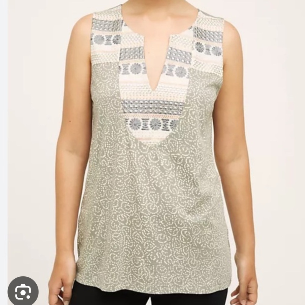 Anthropologie Tiny blouse tank Sleeveless Embroidered size M